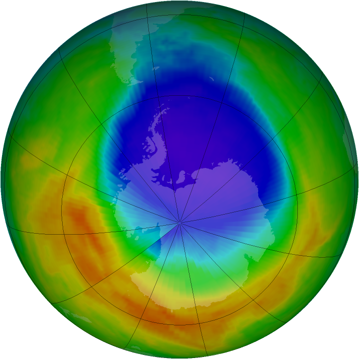 Antarctic ozone map for 21 October 2000